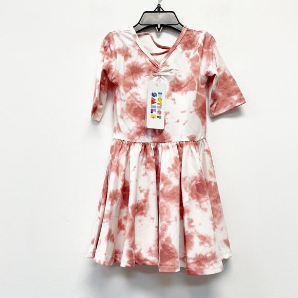 Dot Dot Smile Girls Pink Tie Dye Print Ballerina Short Sleeve Dress Size 2T - Picture 1 of 5